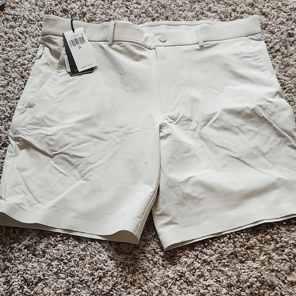 RLX Ralph Lauren Men's Off-White Flat Front Shorts
